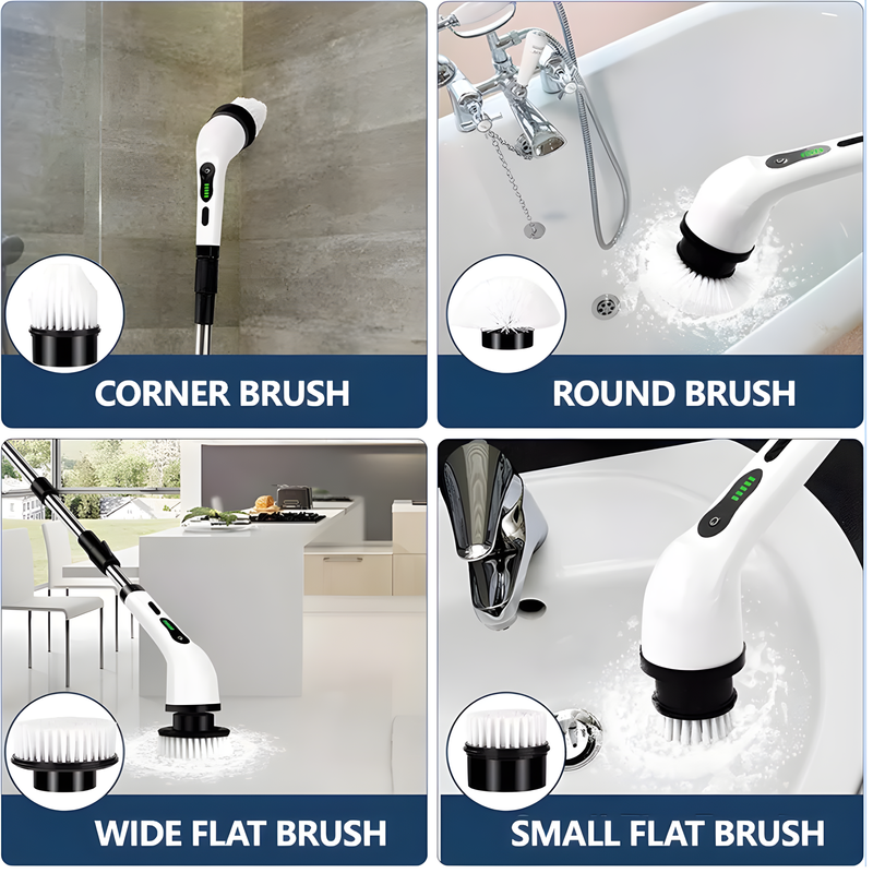 9-in-1 Cordless Electric Spin Scrubber – Efficient, Multi-Purpose Cleaning with Extendable Handle